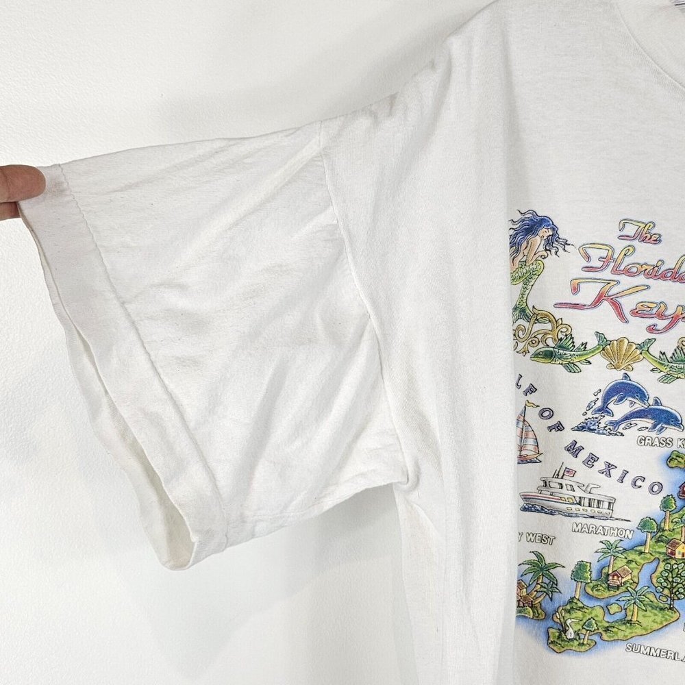 Vintage 90s Key West Protect Our Oceans Crop Top Graphic Tee Womens Size Large - Picture 4 of 11